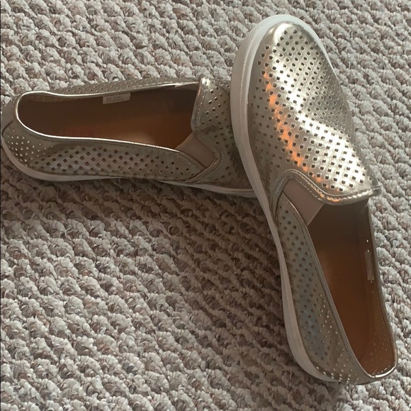 J. Crew Factory Shoes - Gold perforated slip on sneakers